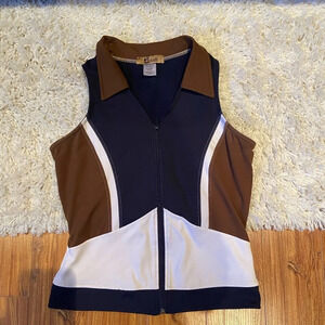 Catwalk Zip Up Collared Sleeveless Top